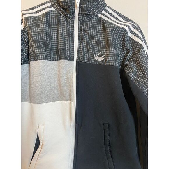 Adidas Grid Pattern Track Jacket Color Block Full Zip Athletic Sporty Streetwear - Picture 1 of 7